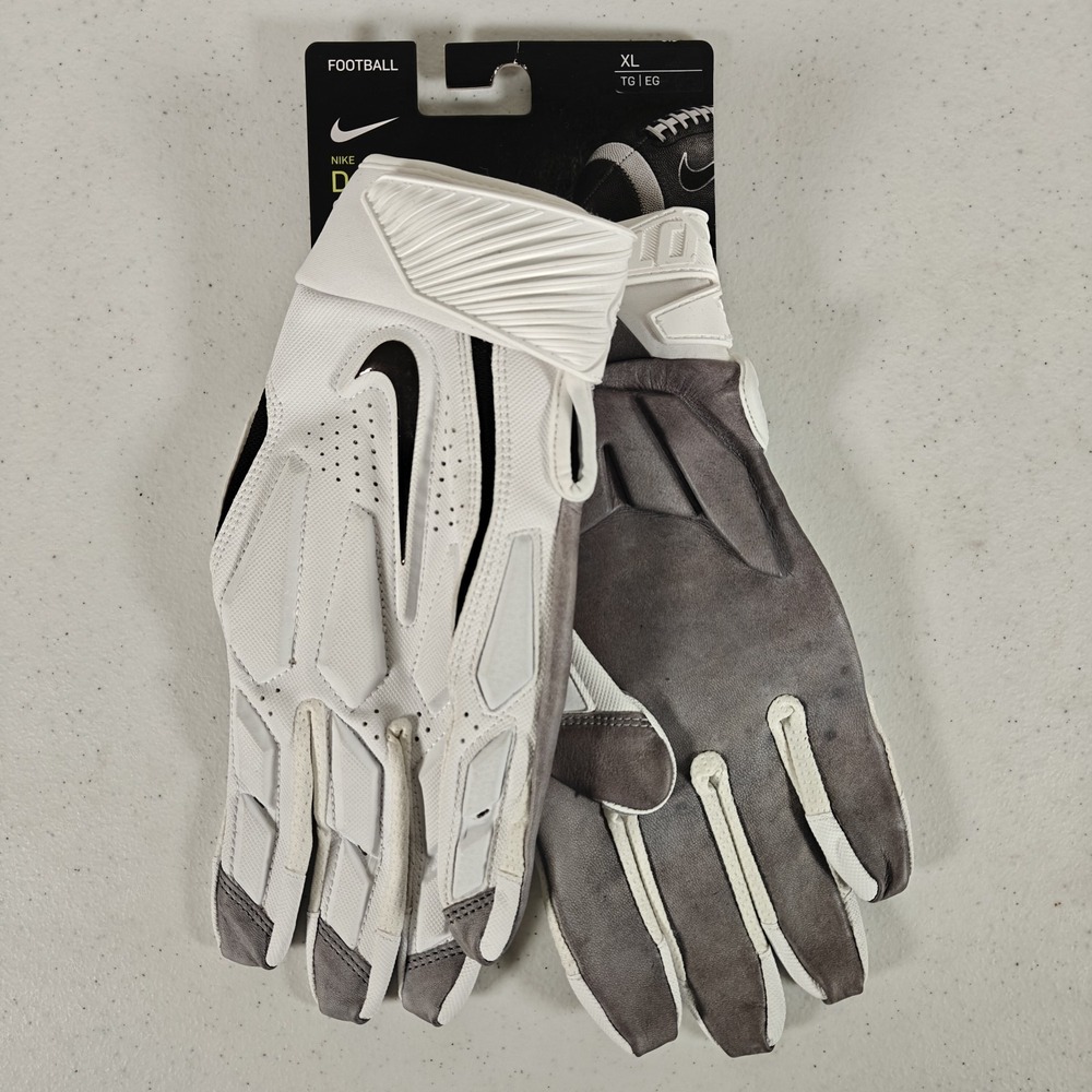 Nike D-Tack 6.0 Lineman Football Gloves Size XL White Black NFL PGF946-184 New
